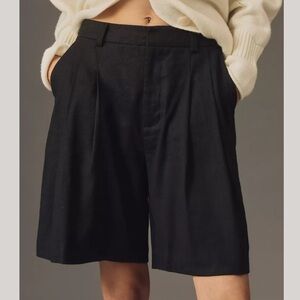 Maeve The Avery Pleated Trouser Shorts In Black Size 2